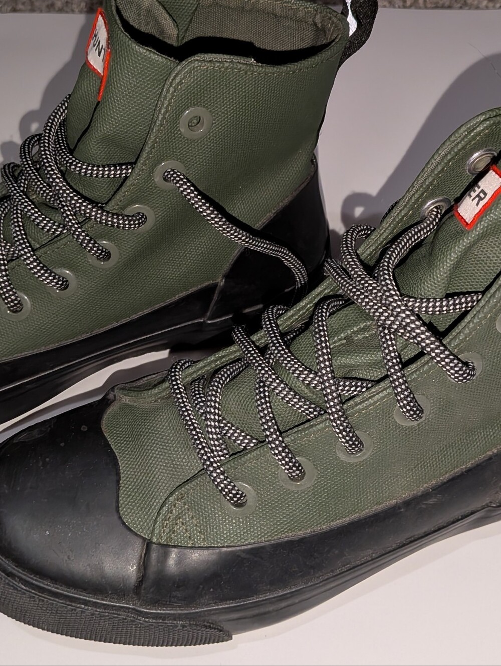 Hunter Olive Green and Black High-Top Rain Boots - Picture 2 of 7